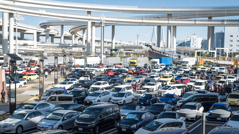 Cars as far as the eye can see